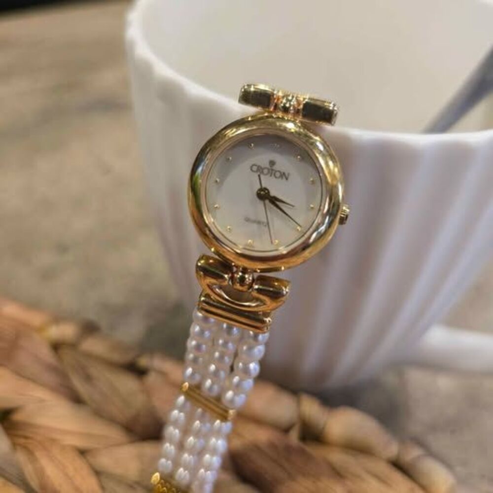 Croton Women's Watch with Triple Strand Pearl Band